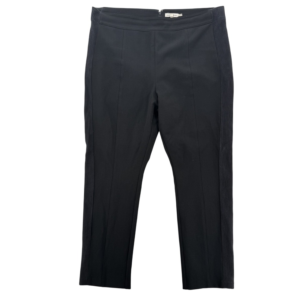 Good American Pants Womens Size 5 Black Stretch Ribbed Trim Slim Ankle Career